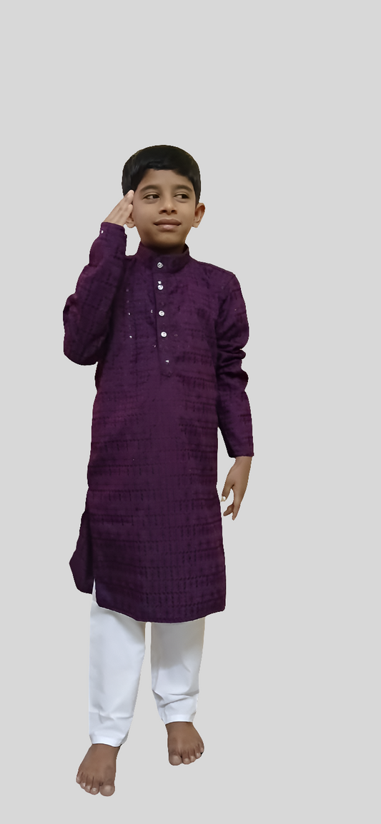 Purple Rayon lucknowi kurta pyjamas set